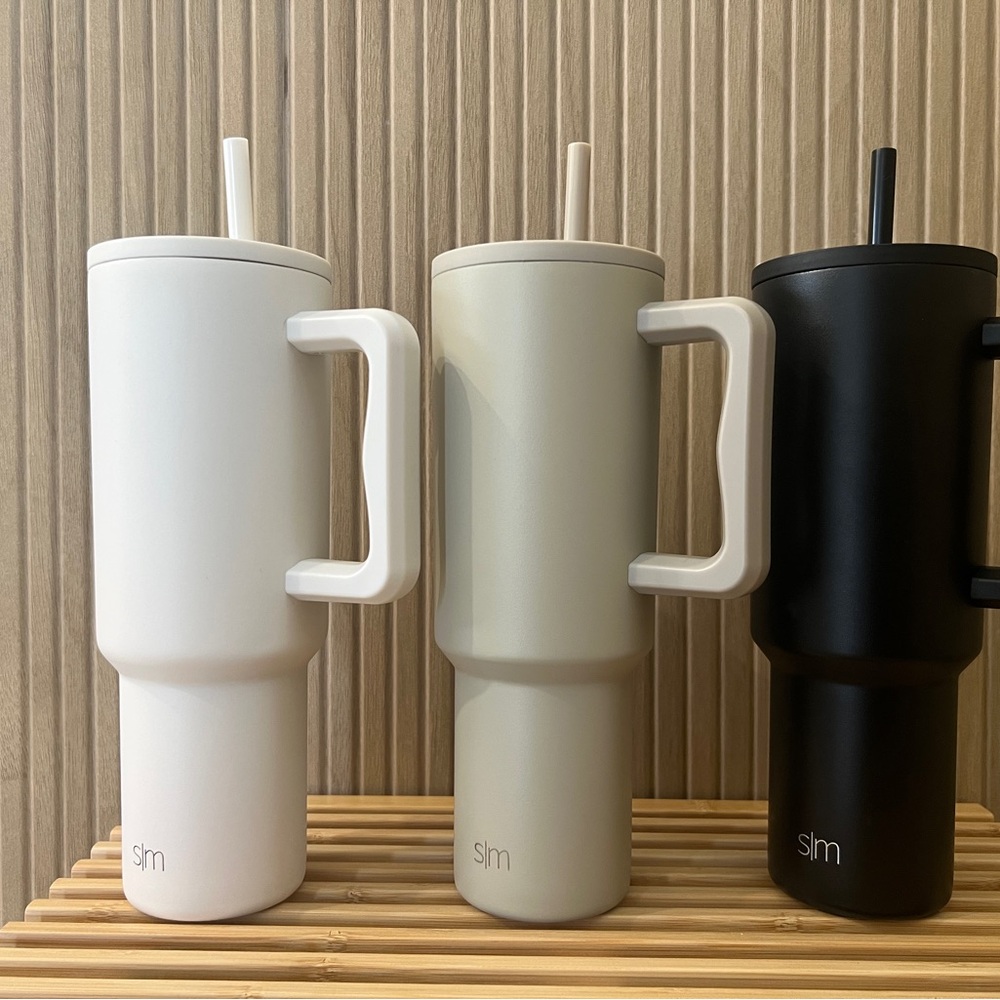 3 Simple Modern 40oz Insulated Water Bottles - Cream, Almond & Black